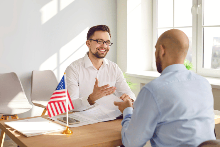 American Immigration officer having an interview